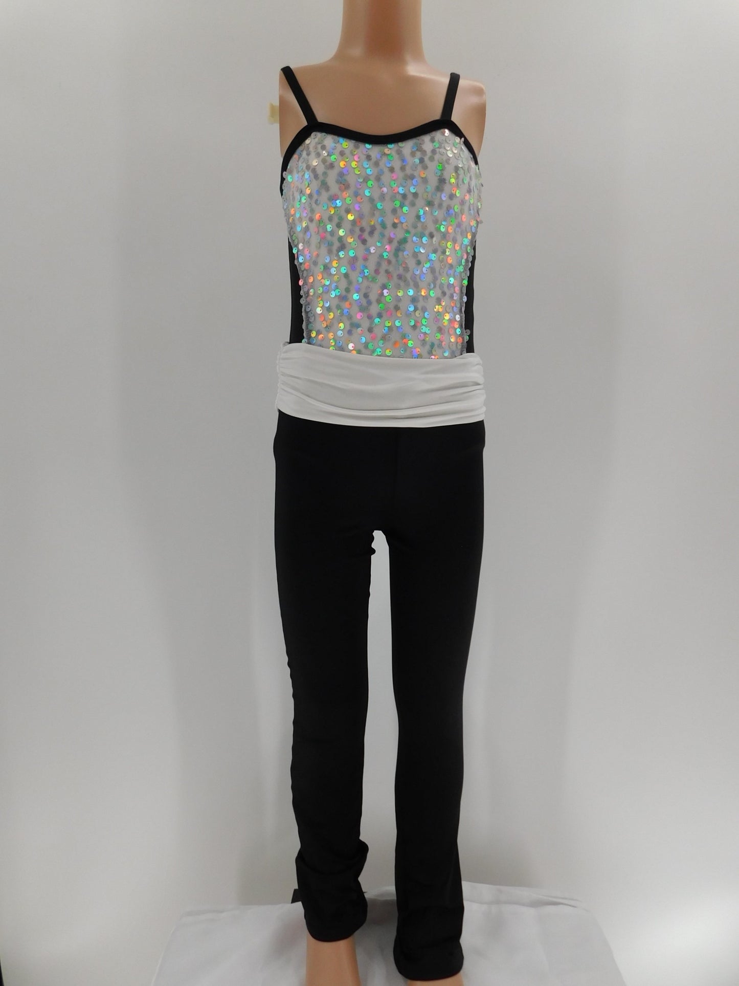 Pre-Owned Costume Curtain Call E2113 Medium Child Black White Sequin 2in1