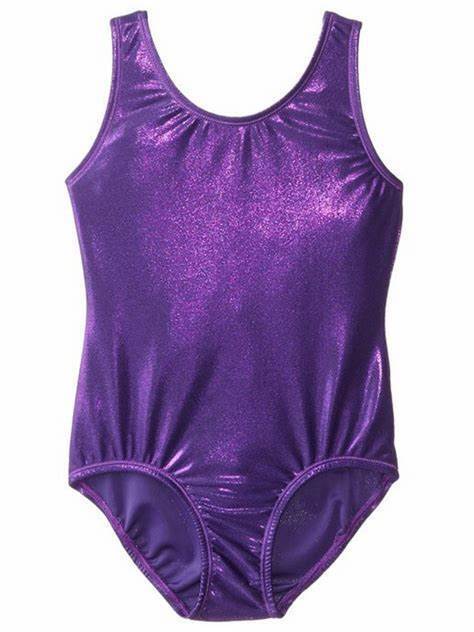 Pre-Owned Leotard XL Large Child Purple Metallic Gymnastics Acro Tumbling