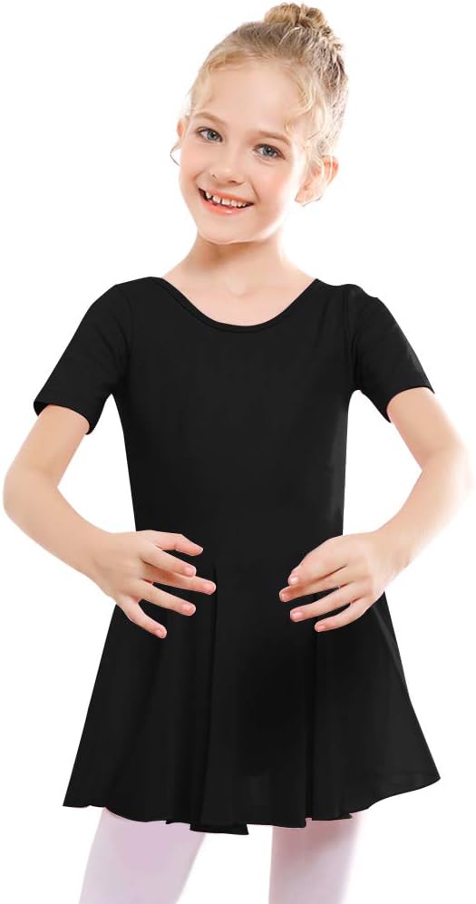 Pre-Owned Leotard Dress Medium Child Black Short Sleeve Cross Back Ballet