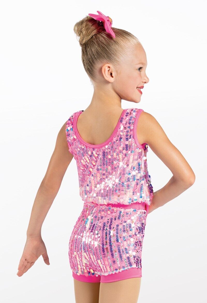 Pre-Owned Costume Weissman  12965 Small Child Pink Unitard Jazz Acro Sequin