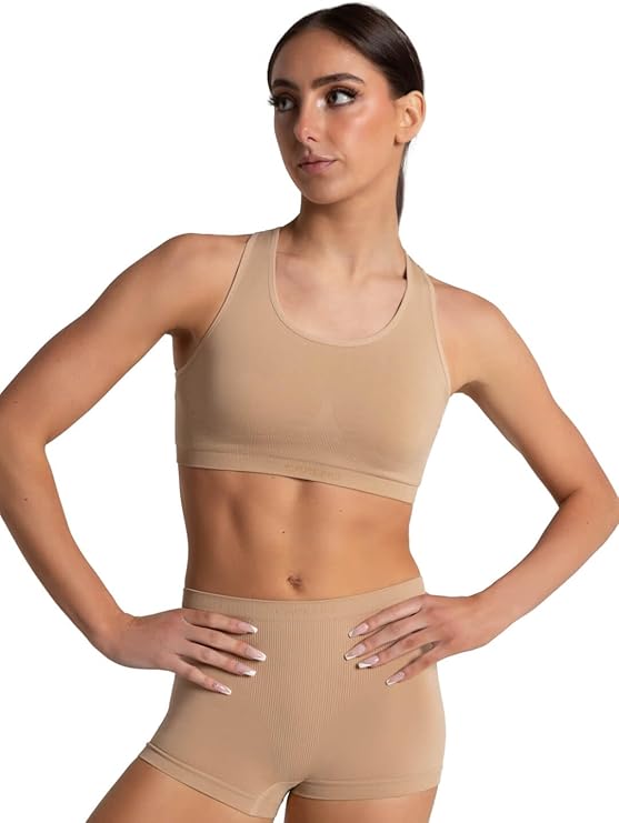 New Sports Bra Capezio 3512 Adult Tan Foundation Ballet Tap Jazz Under Costumes
