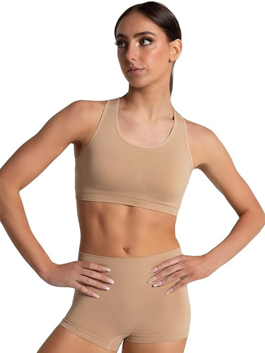 New Sports Bra Capezio 3512 Adult Tan Foundation Ballet Tap Jazz Under Costumes