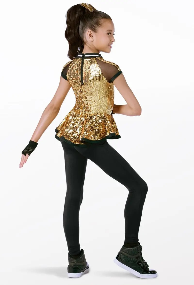 Pre-Owned Costume Weissman  12097 Medium Adult Gold Jumpsuit Jazz Tap Sequins