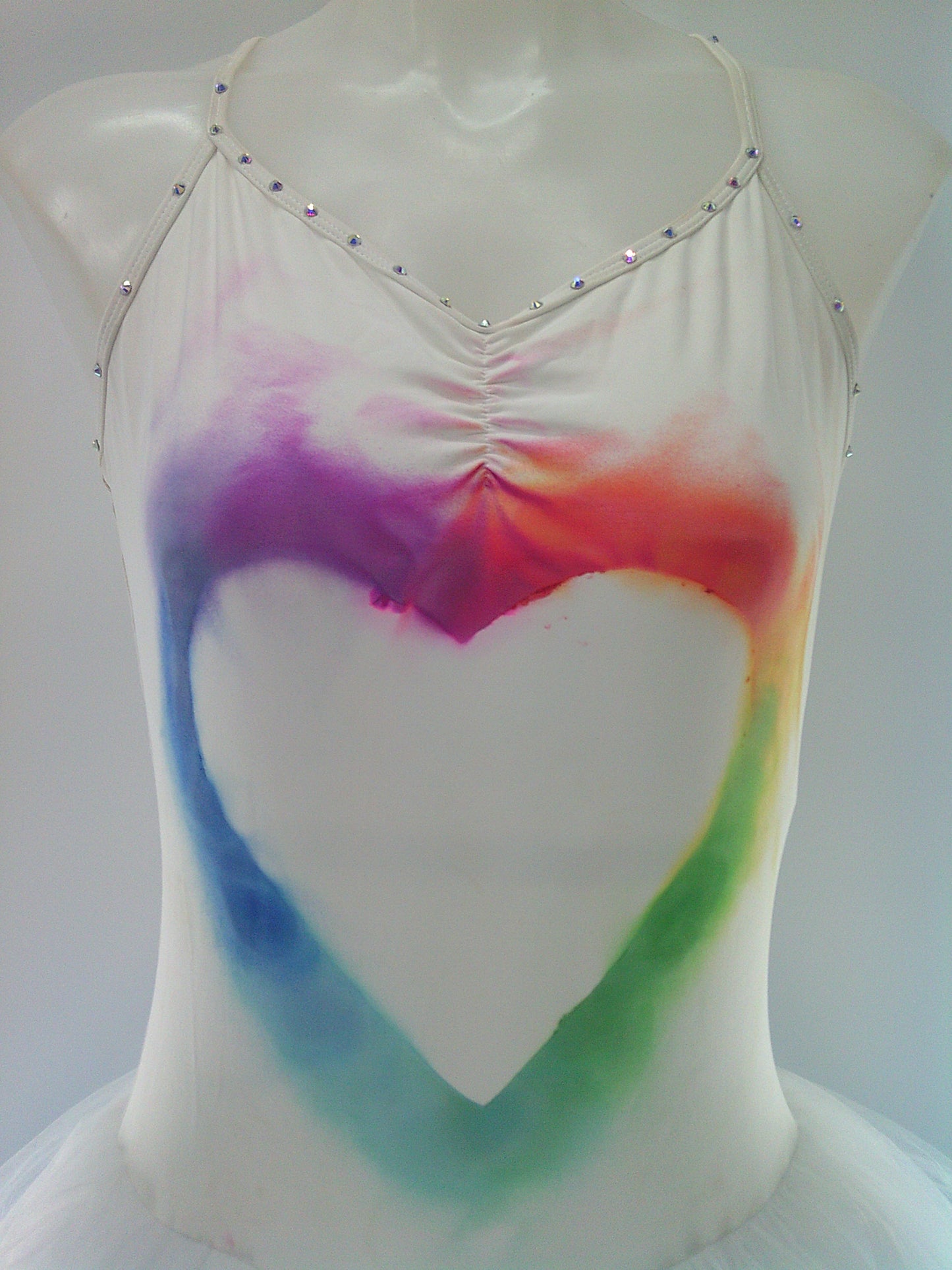 Pre-Owned Costume Revolution  RC19745 Large Adult  White Ombre Heart Ballet Rhinestones