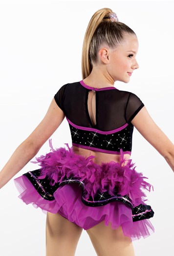 Pre-Owned Costume Weissman  14692 Intermediate Child  Purple  Feathers Jazz Tap Sequin