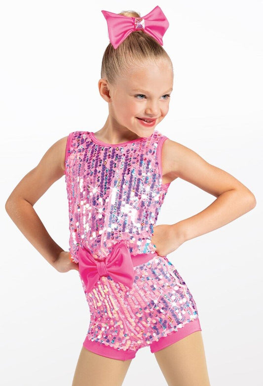 Pre-Owned Costume Weissman  12965 Small Child Pink Unitard Jazz Acro Sequin