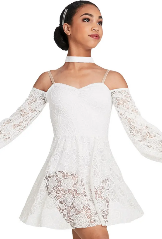 Pre-Owned Costume Weissman  10837 Small Adult White Poet Sleeve Lace Contemporary
