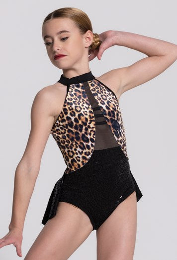 Pre-Owned Costume Weissman  D12759 Large Child Leopard  Jazz Acro Rhinestones