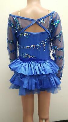 Pre-Owned Costume Small Child Blue Weissman 7907 Tap Jazz Clogging Long Sleeve Sequin