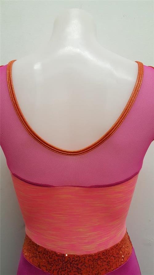 Pre Owned Costume Curtain Call E1310 Medium Child Pink Green Gymnastics Acro