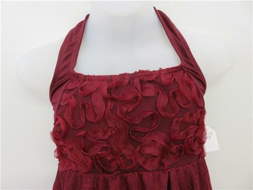 Pre-Owned Costume Weissman  6919 Medium Adult Burgundy Ruffles Lyrical Glitter