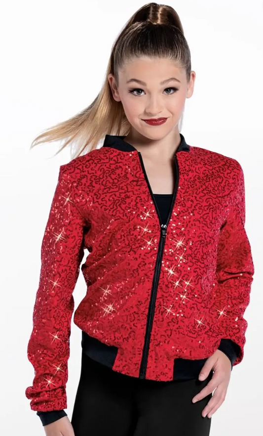 Pre-Owned Costume Bomber Jacket Balera  SQ13866 Medium Adult Red  Hip Hop Tap Sequin