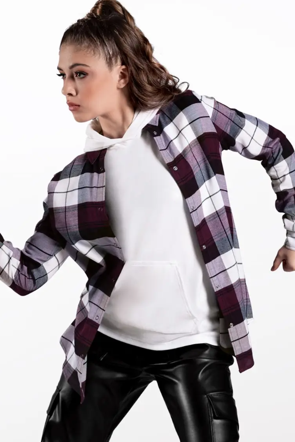 Pre-Owned Plaid Button Up Weissman  AH12833 XS Adult Red  Jazz Hip Hop