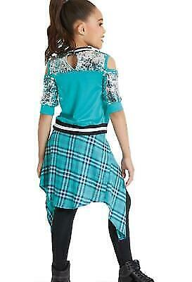 Pre-Owned Costume Weissman  12058 Medium Child Turquoise 3pc set Jazz Hip Hop Sequin
