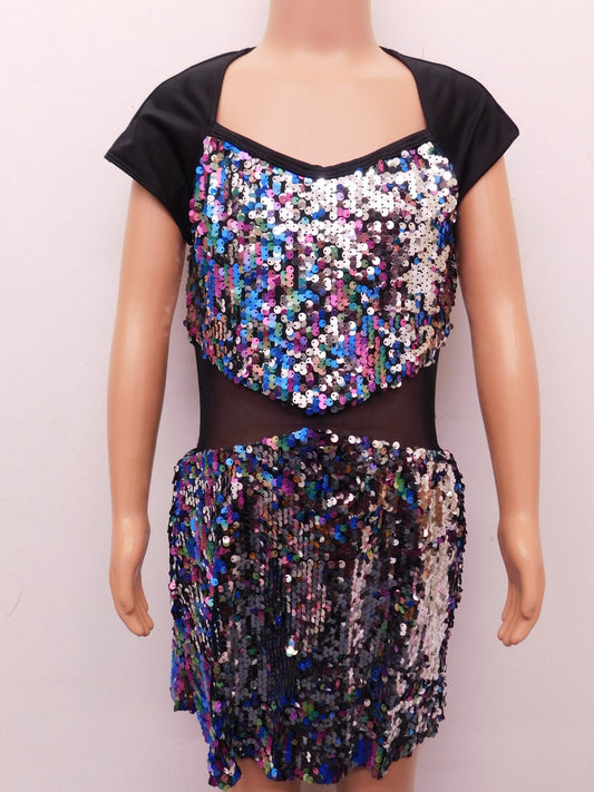 Pre-Owned Costume Curtain Call  J5334 Medium Adult Black Dress Jazz Sequin