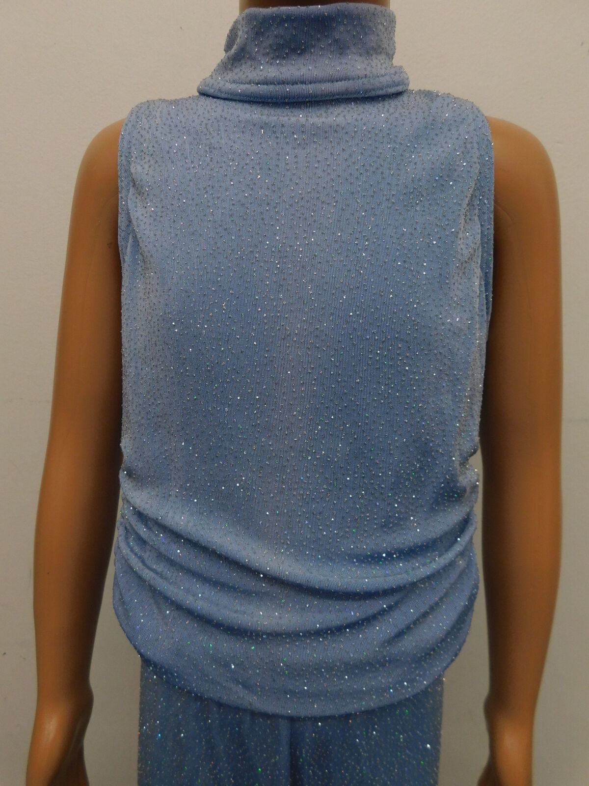 Pre-Owned Retro Costume Kelle   Medium Child Blue Pant Suit Jazz Disco Glitter