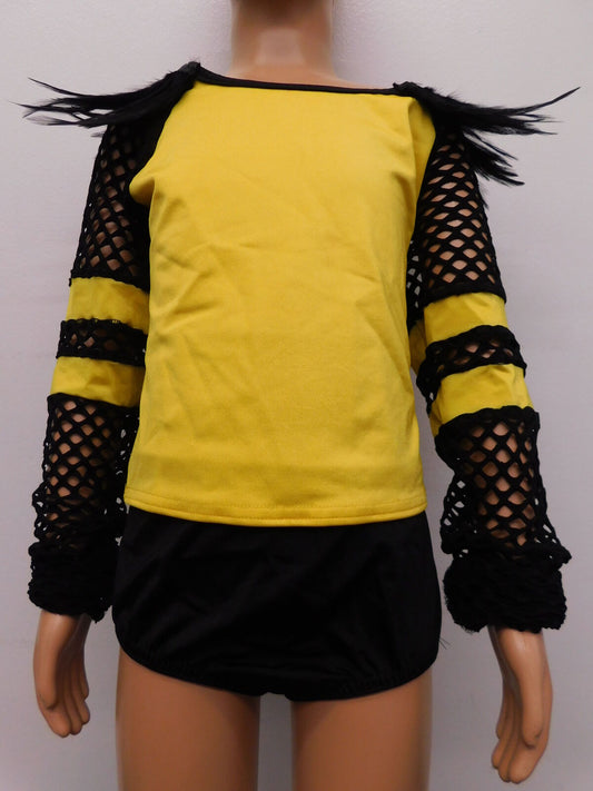 Pre-Owned Costume Kelle   Large Child Yellow 2pc Mesh Feather Jazz Hip Hop