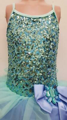 Pre-Owned Costume Curtain Call  E367 Large Child Blue Tutu Ballet Pageant Sequin