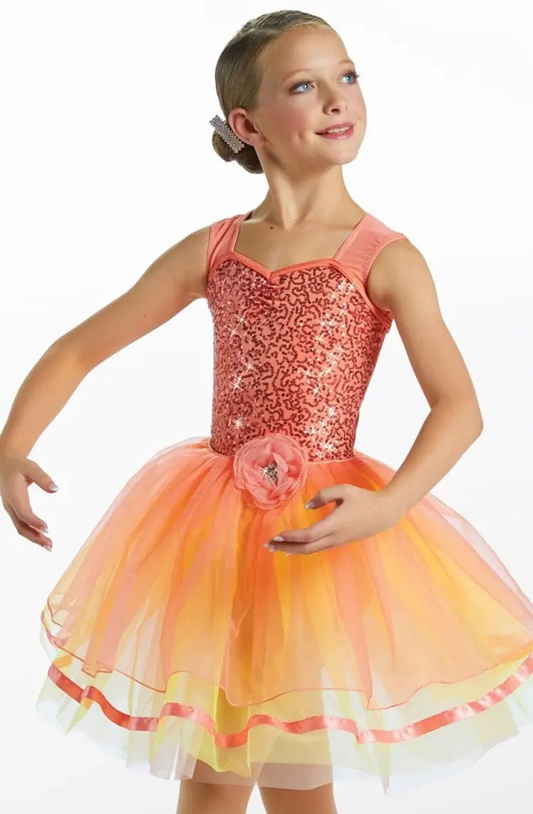 Pre-Owned Costume Weissman  15680 Medium Child Orange 2 in 1 Jazz Sequin