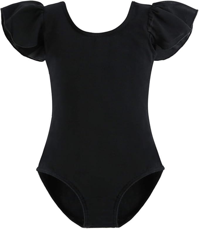 Pre-Owned Leotard Stelle Small Child Black Flutter Sleeve Ballet Tap