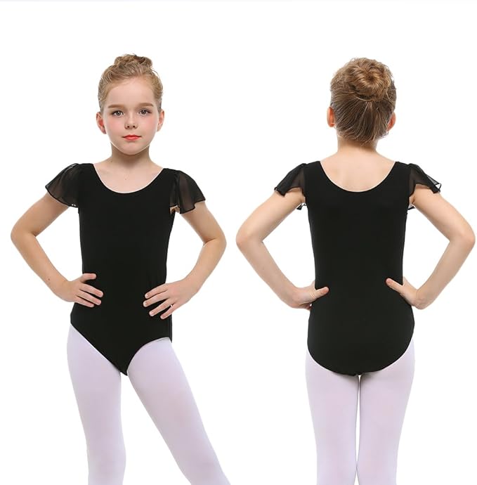 Pre-Owned Leotard Stelle Small Child Black Flutter Sleeve Ballet Tap