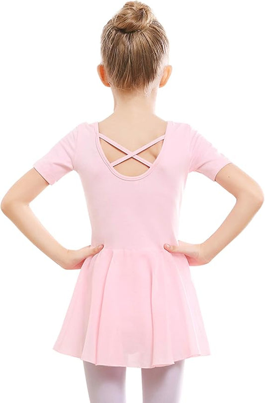 Pre-Owned Leotard Dress Small Child Pink Short Sleeve Cross Back Ballet