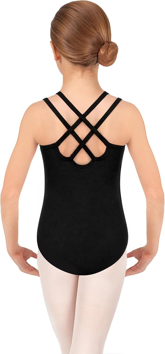 Pre-Owned Leotard Large Child Black Cotton Tank with Strappy Back