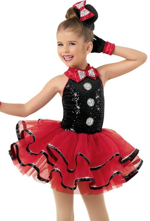 Pre-Owned Costume Weissman  10328 Int Child Red Dress Jazz Sequin