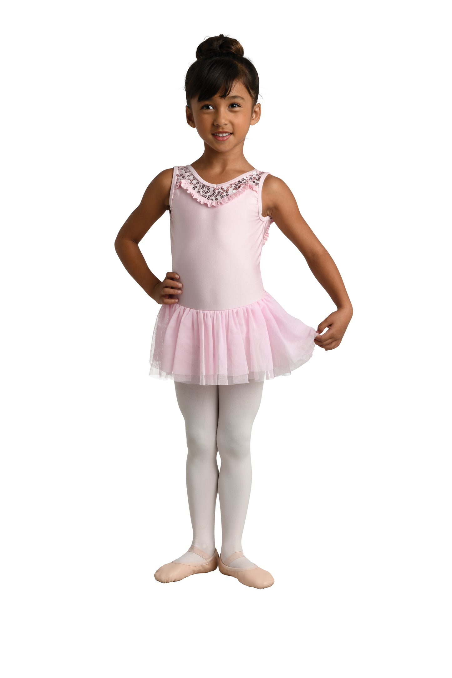 Pre-Owned Leotard Dress DanzNMotion 19206 6x-7 Child Pink Ballet Tap