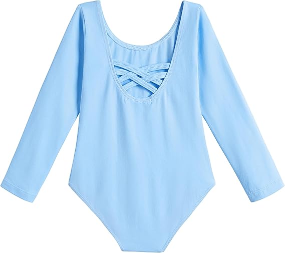 Pre-Owned Leotard Long Sleeve Lt Blue XL Child Crossing Back by Arshiner