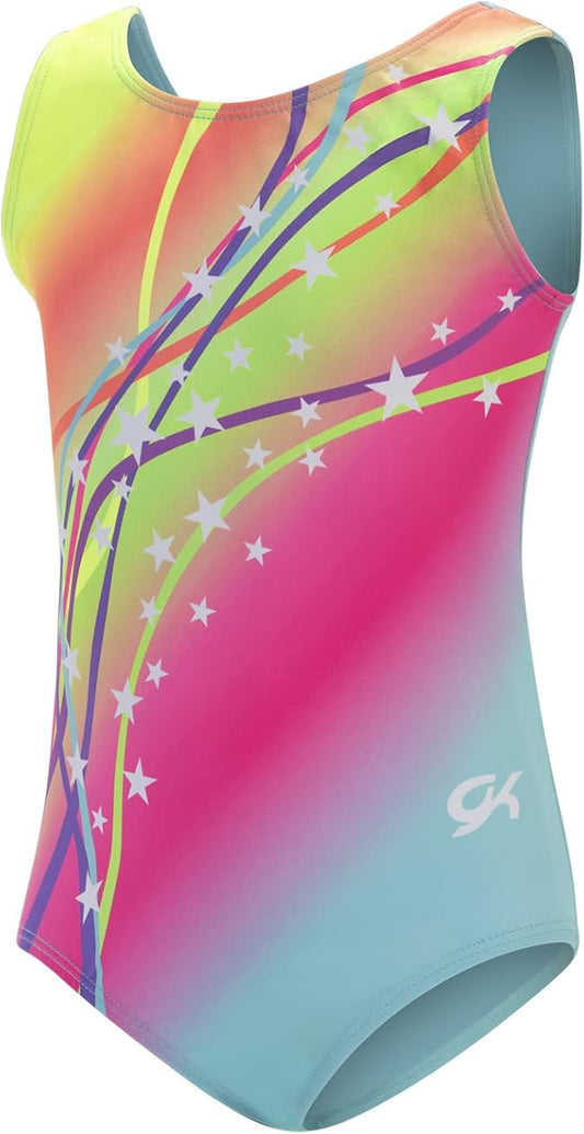 Pre-Owned Gymnastics Leotard GK Elite Medium Child Colorful Sparkle Acro Tumbling