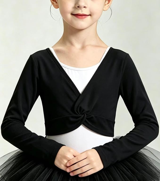 Pre-Owned Crop Shrug Sweater No Brand Large Child Black Ballet with S Monogram