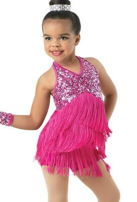 Pre-Owned Costume Weissman  10425 Small Child Purple Fringe Jazz Tap Latin Sequin