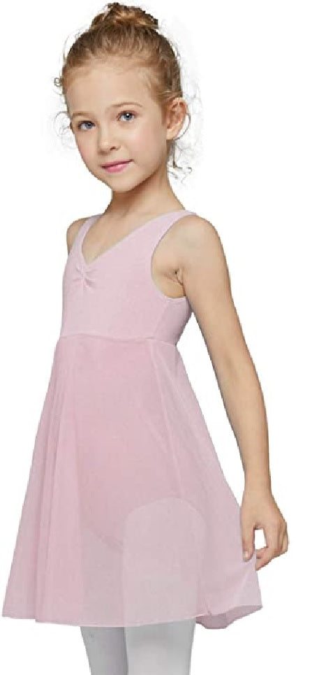 Pre-Owned Leotard Dress Empire waist bow back Small Child Pink