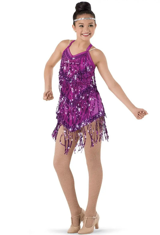 Pre-Owned Costume Weissman  9179 SmallAdult Pink Fringe Jazz Sequin Flapper