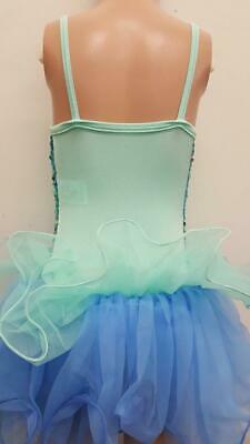 Pre-Owned Costume Curtain Call  E367 Large Child Blue Tutu Ballet Pageant Sequin