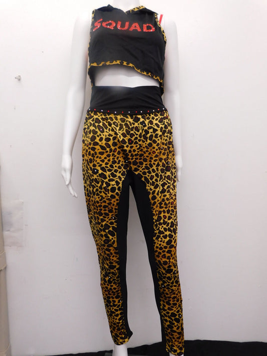 Pre-Owned Costume Curtain Call   XL Child Red 3 piece Hip Hop Rhinestones