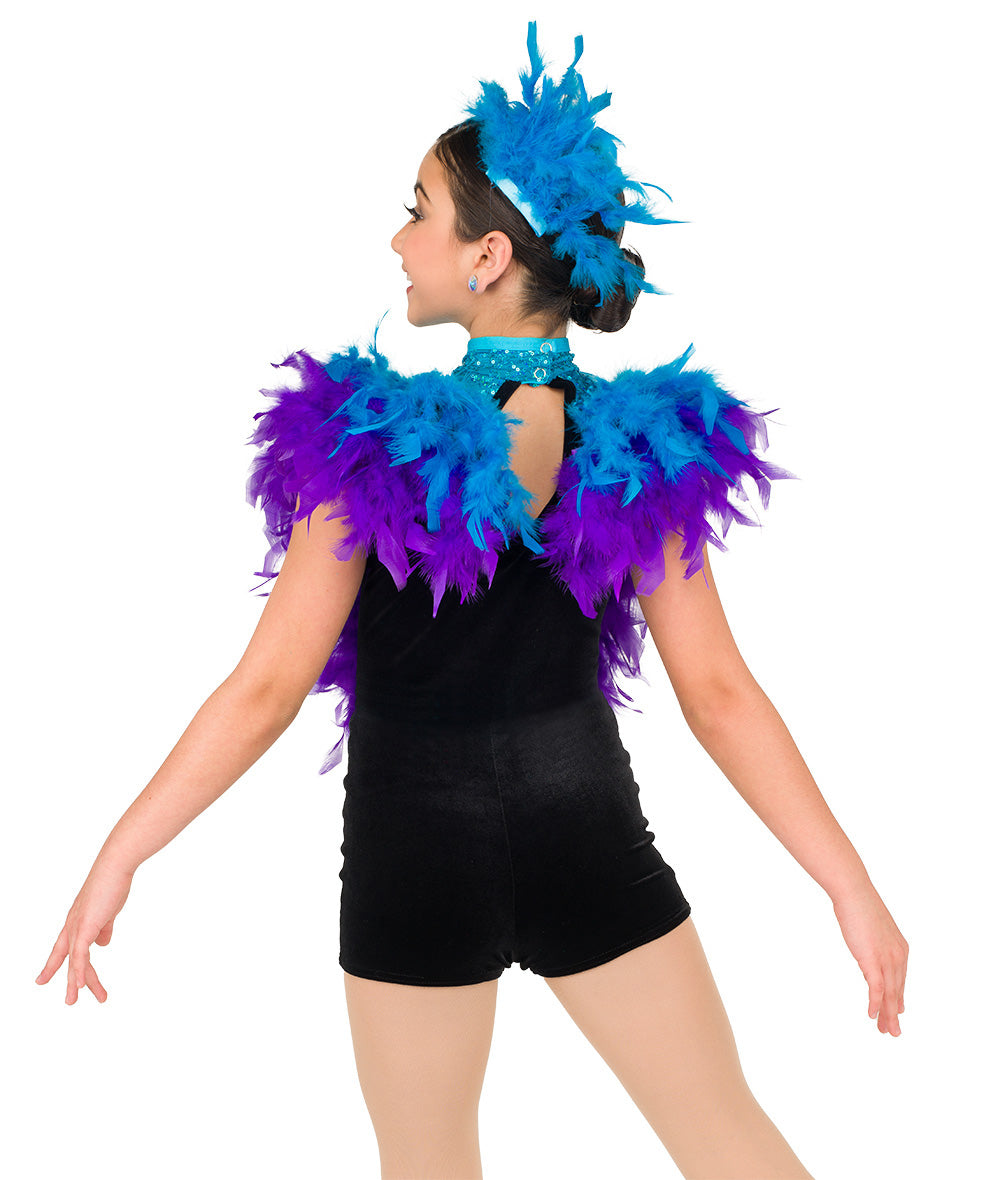 Pre-Owned Costume AWCT 22941 Large Child Turquoise Feathers Jazz Tap Sequins