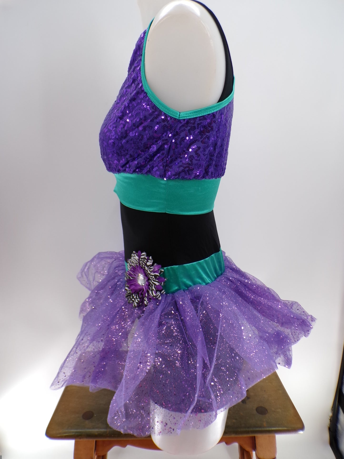 Pre-Owned Costume Weissman   Small Adult Purple  Tulle Skirt Jazz Sequin