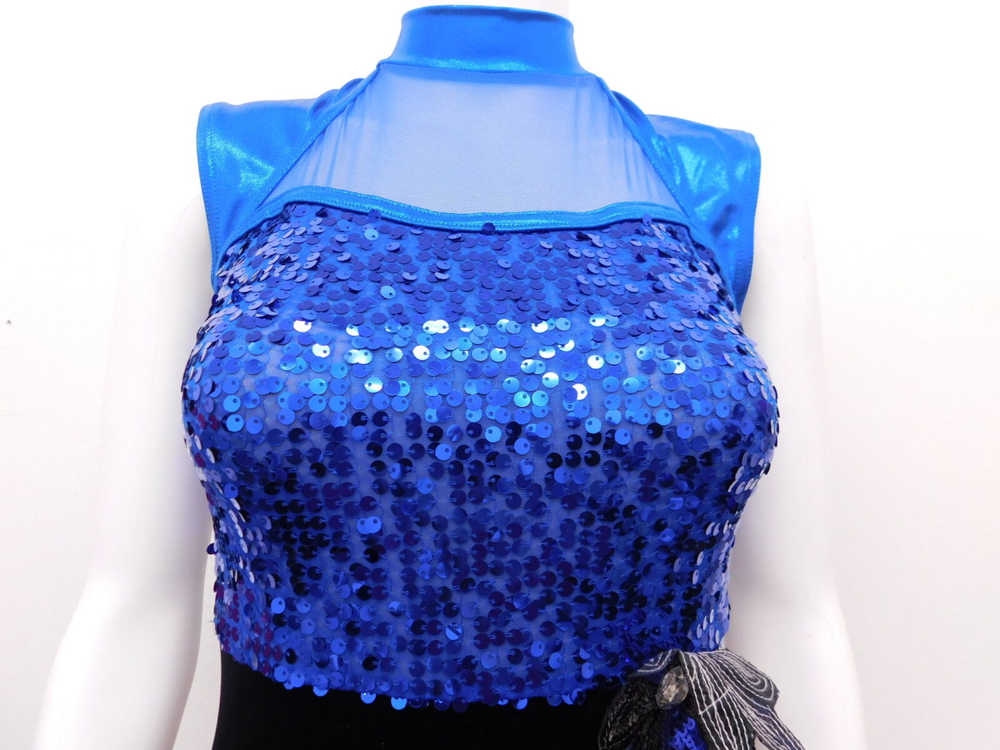Pre-Owned Costume Weissman  9070 Large Child Blue Unitard Jazz Acro Sequin