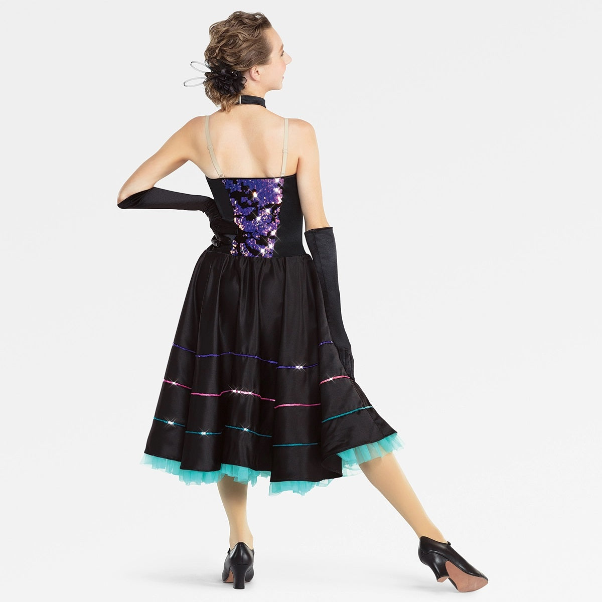 Pre-Owned Costume Large Adult Black Revolution RC21587 Jazz Tap Musical Theater Dress Sequin