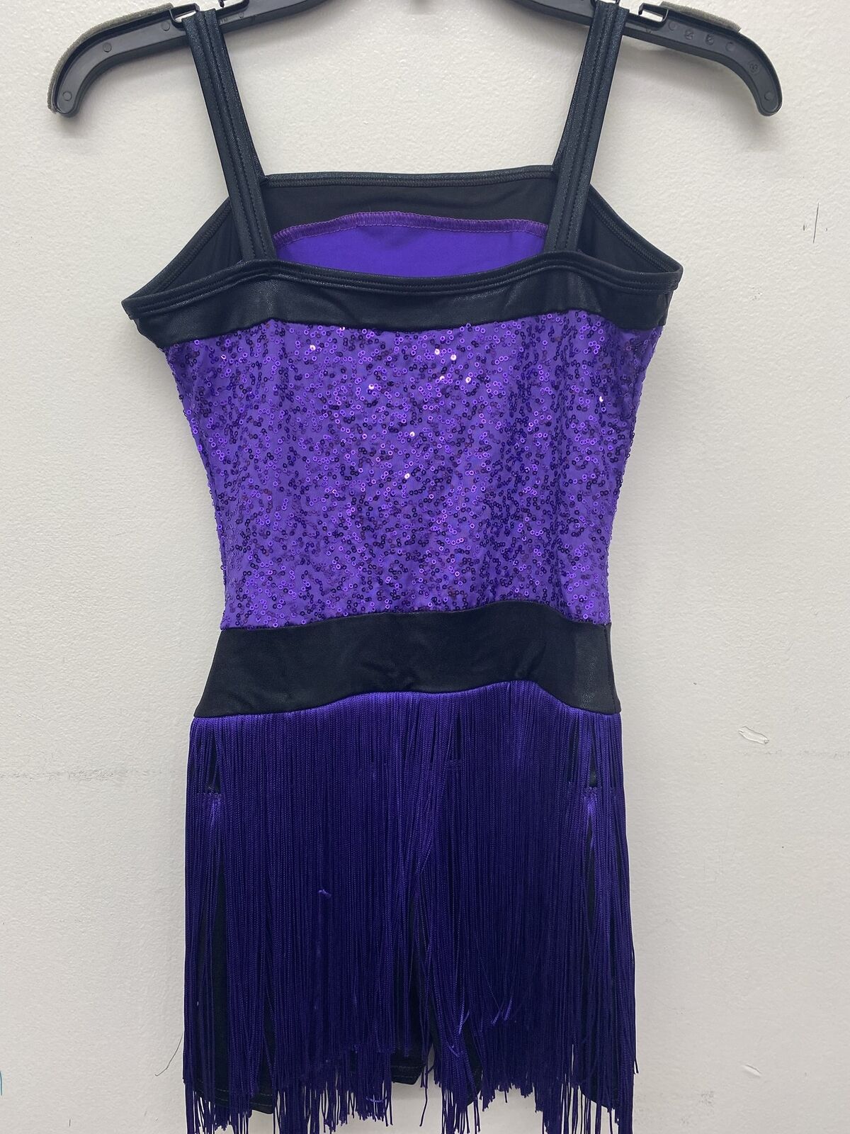 Pre-Owned Costume Large Adult Purple Curtain Call E2130 Jazz Tap Musical Theater Latin Fringe Biketard Sequin