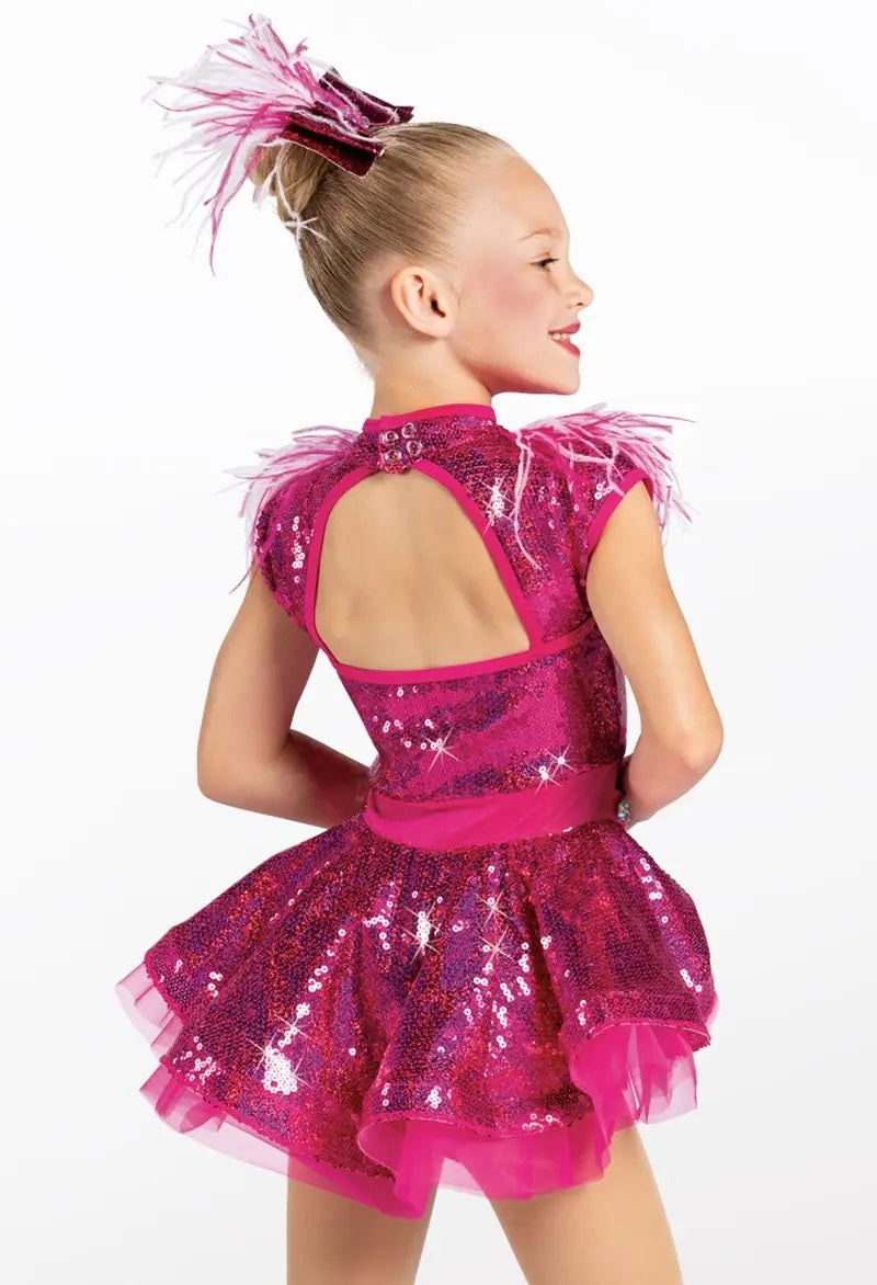 Pre-Owned Costume Weissman  13206 Medium Child Turquoise Feathers Jazz Sequin