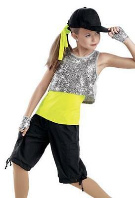 Pre-Owned Top Costume Weissman 6940 Yellow Silver Medium Adul Hip Hop Tap