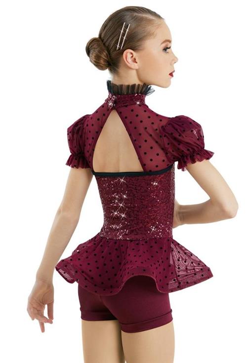 Pre-Owned Costume Weissman  10877 Medium Adult Burgundy Peplum Top Jazz Sequin