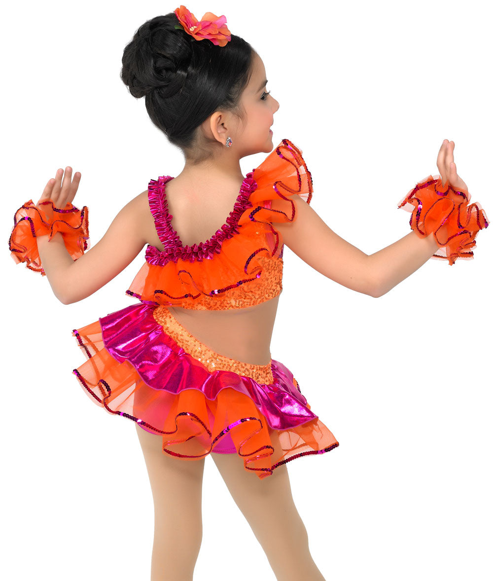 Pre-Owned Costume AWCT 18921 XL Child Green Ruffles Jazz Sequin Hula