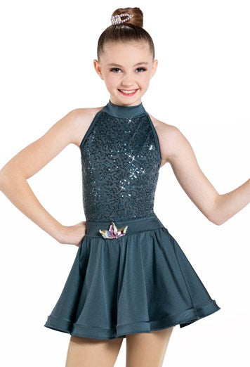Pre-Owned Costume Weissman  13667 Inter Child Green 2in1 Jazz Sequin