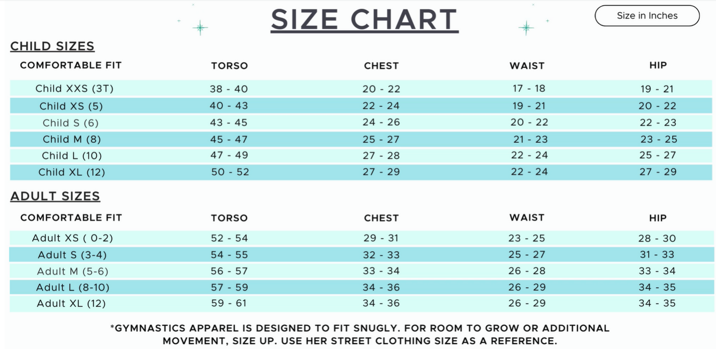 New Gymnastics Leotard Aspire Teal Blue  XL Child 12