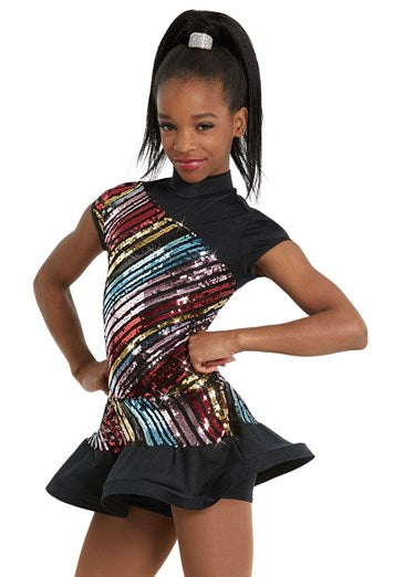 Pre-Owned Costume Weissman  11615 Medium Child Black Dress Jazz Sequin