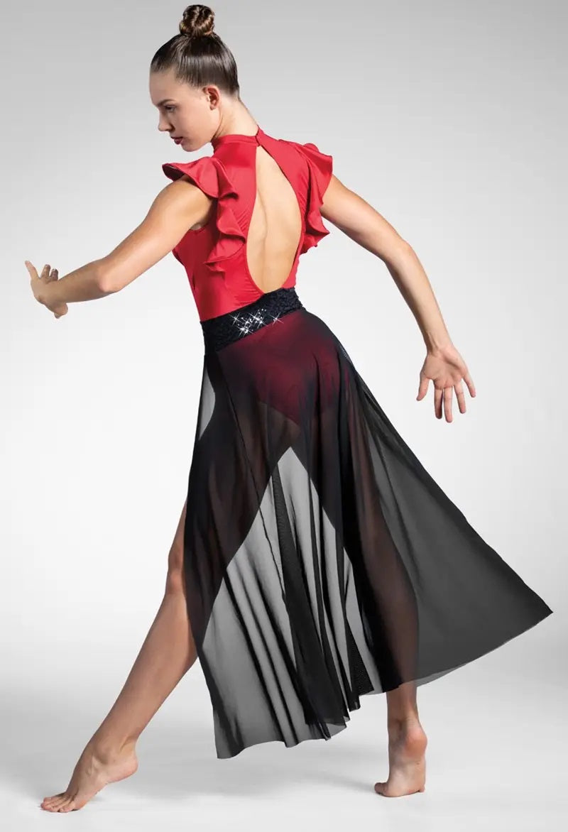 Pre-Owned Costume Weissman  D12165 Small Adult  Red Ruffles Contemporary Sequin
